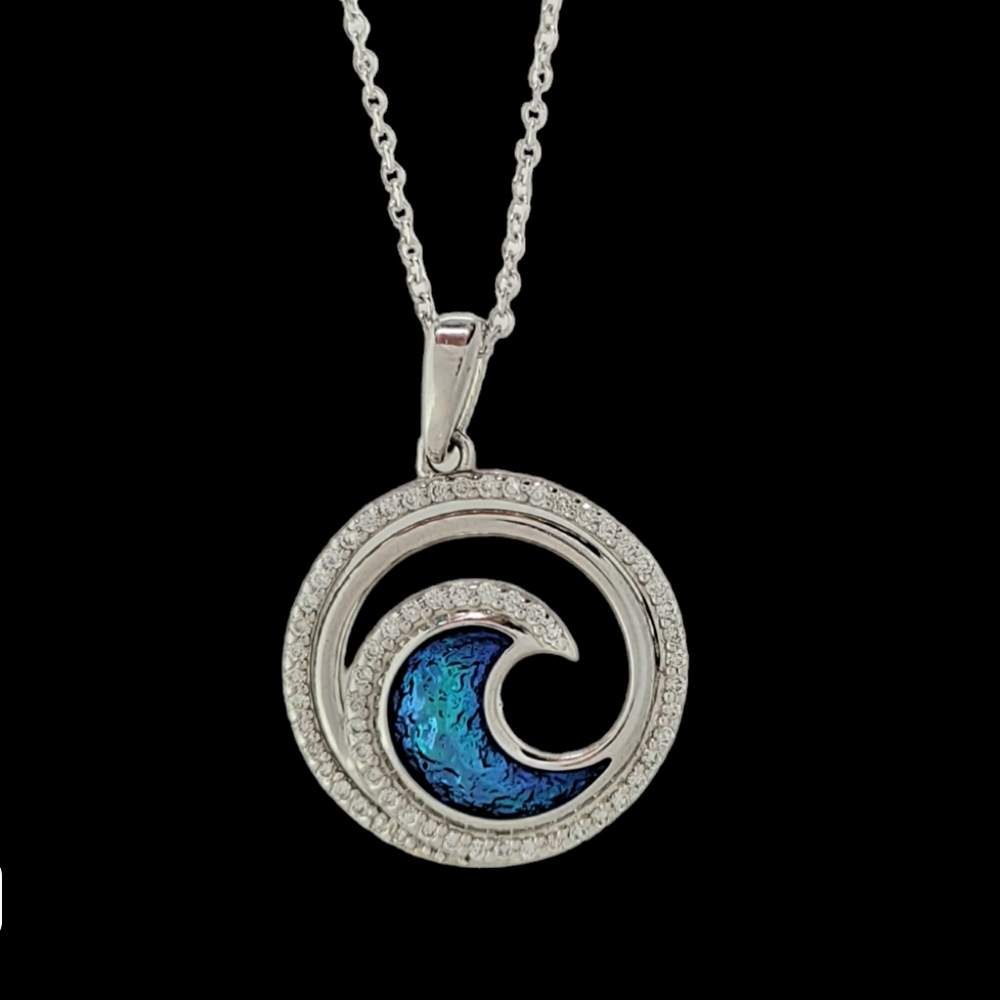 14 karat white Gold Wave Pendant